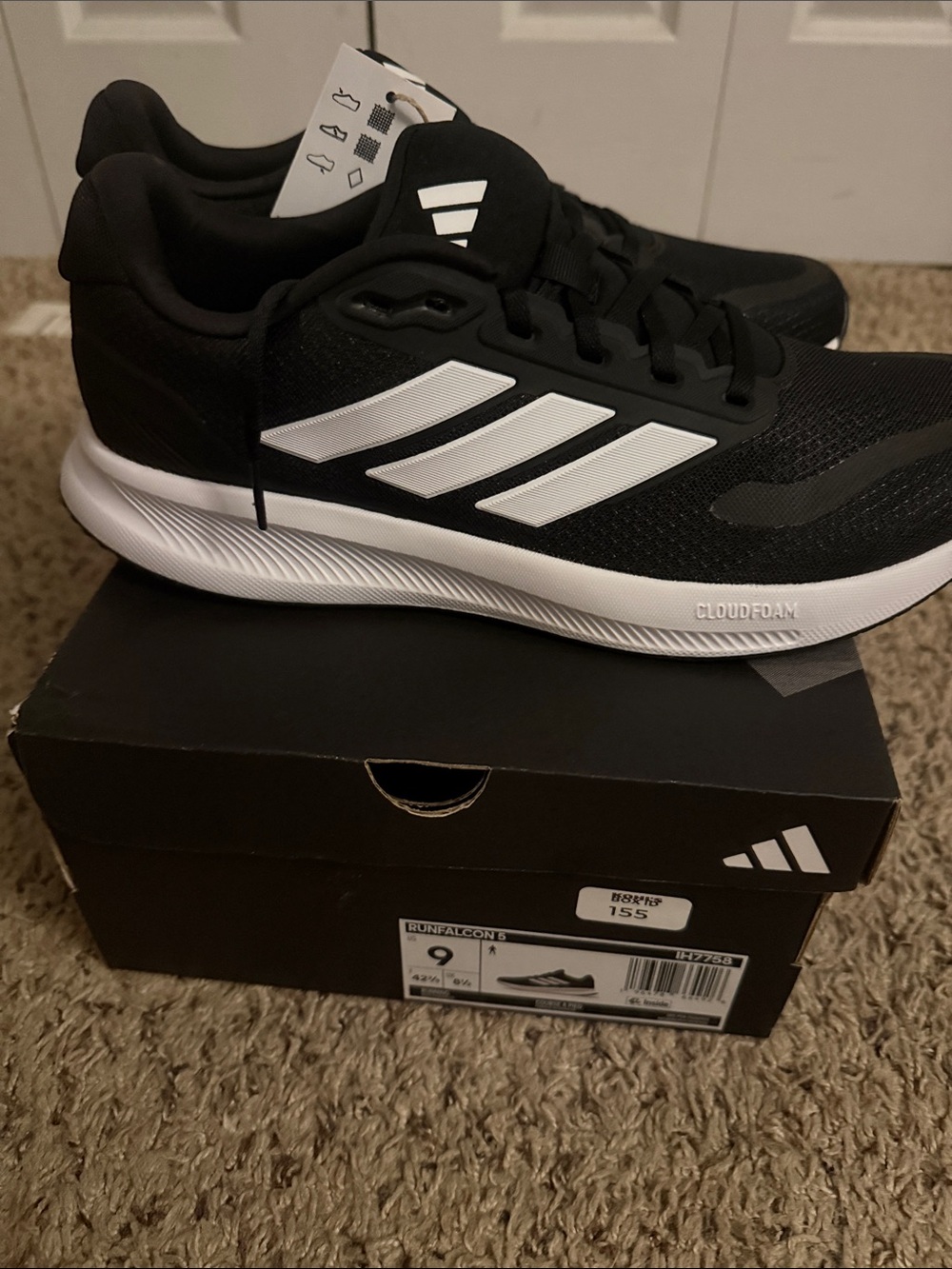 adidas Black & White Cloudfoam Lace-Up Sneakers